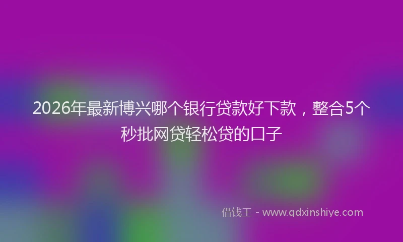 2026年最新博兴哪个银行贷款好下款,整合5个秒批网贷轻松贷的口子