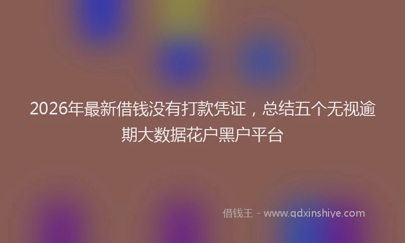 2026年最新借钱没有打款凭证，总结五个无视逾期大数据花户黑户平台