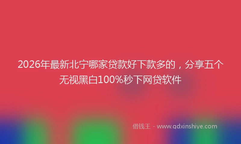 2026年最新北宁哪家贷款好下款多的，分享五个无视黑白100%秒下网贷软件