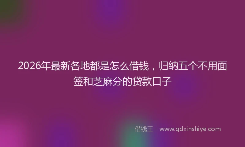 2026年最新各地都是怎么借钱，归纳五个不用面签和芝麻分的贷款口子