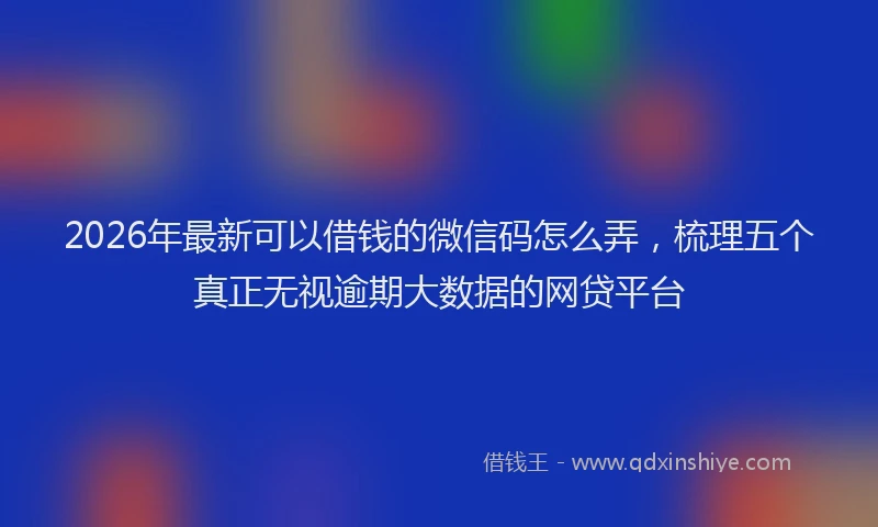 2026年最新可以借钱的微信码怎么弄，梳理五个真正无视逾期大数据的网贷平台
