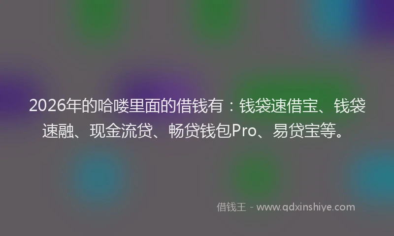 2026年的哈喽里面的借钱有：钱袋速借宝、钱袋速融、现金流贷、畅贷钱包Pro、易贷宝等。