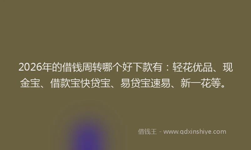 2026年的借钱周转哪个好下款有:轻花优品、现金宝、借款宝快贷宝、易贷宝速易、新一花等。