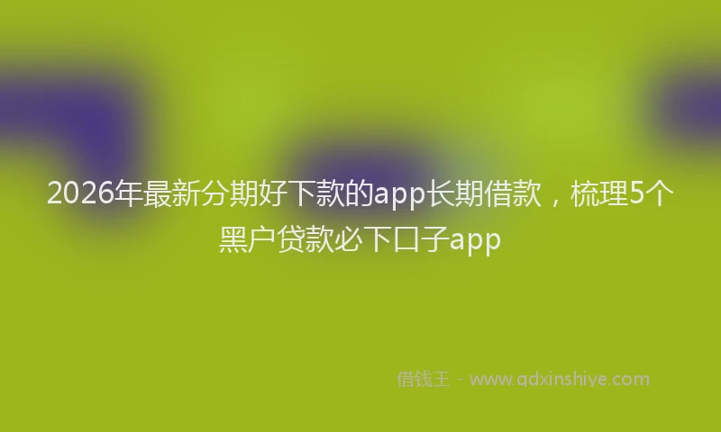 2026年最新分期好下款的app长期借款,梳理5个黑户贷款必下口子app