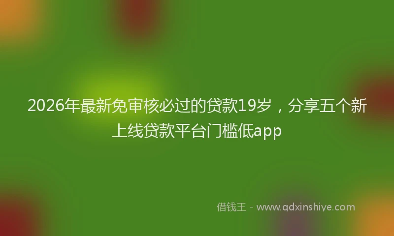 2026年最新免审核必过的贷款19岁,分享五个新上线贷款平台门槛低app