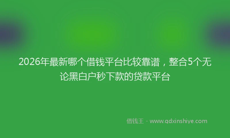 2026年最新哪个借钱平台比较靠谱，整合5个无论黑白户秒下款的贷款平台