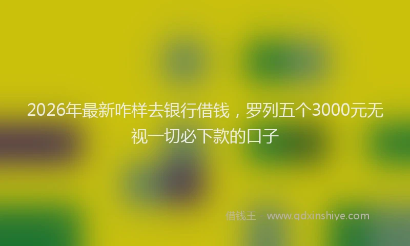 2026年最新咋样去银行借钱,罗列五个3000元无视一切必下款的口子