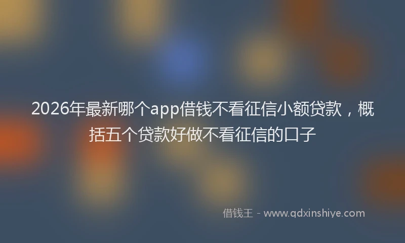 2026年最新哪个app借钱不看征信小额贷款,概括五个贷款好做不看征信的口子