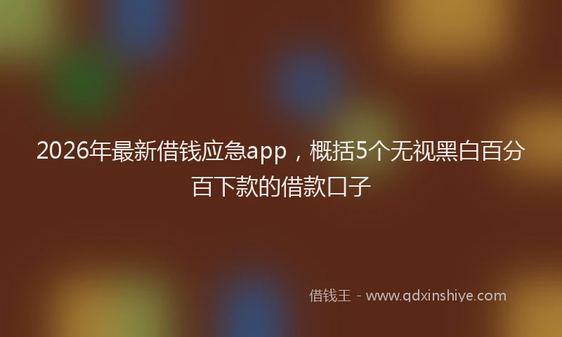 2026年最新借钱应急app，概括5个无视黑白百分百下款的借款口子
