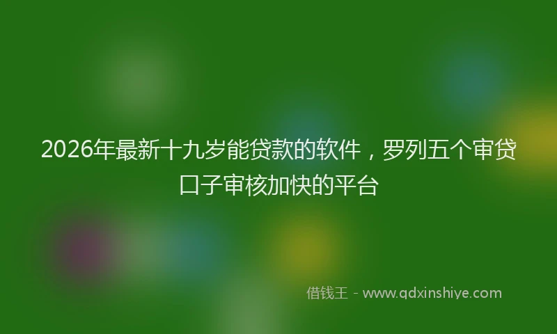 2026年最新十九岁能贷款的软件，罗列五个审贷口子审核加快的平台