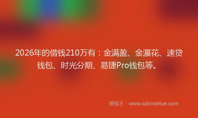 2026年的借钱210万有:金满盈、金瀛花、速贷钱包、时光分期、易捷Pro钱包等。