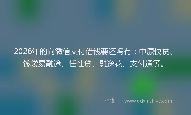2026年的向微信支付借钱要还吗有：中原快贷、钱袋易融途、任性贷、融逸花、支付通等。