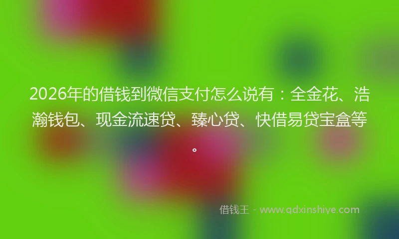 2026年的借钱到微信支付怎么说有:全金花、浩瀚钱包、现金流速贷、臻心贷、快借易贷宝盒等。