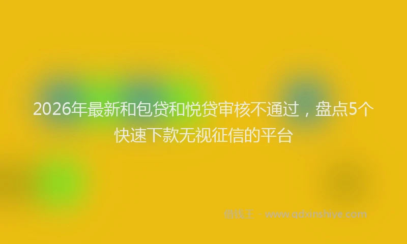 2026年最新和包贷和悦贷审核不通过，盘点5个快速下款无视征信的平台