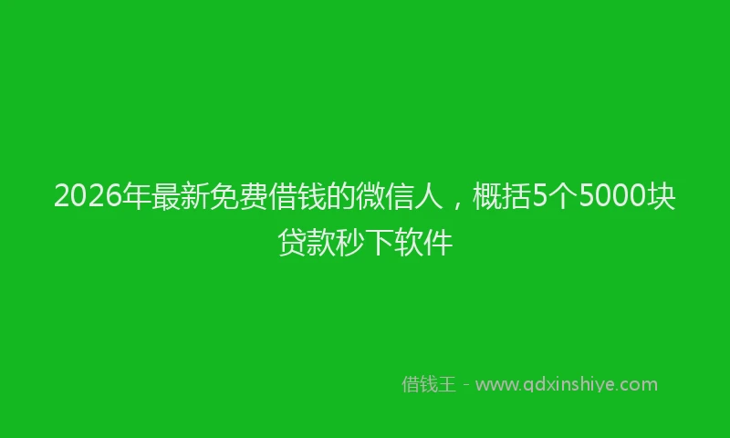 2026年最新免费借钱的微信人，概括5个5000块贷款秒下软件