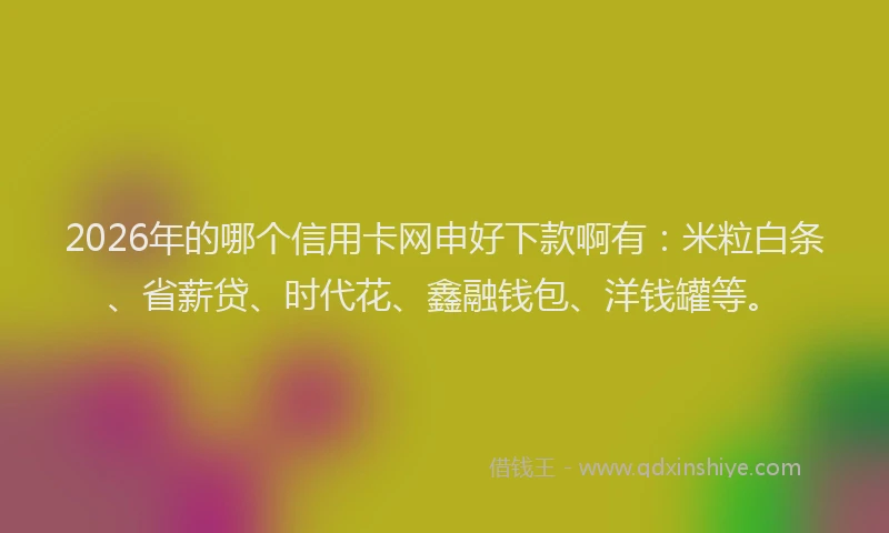2026年的哪个信用卡网申好下款啊有：米粒白条、省薪贷、时代花、鑫融钱包、洋钱罐等。