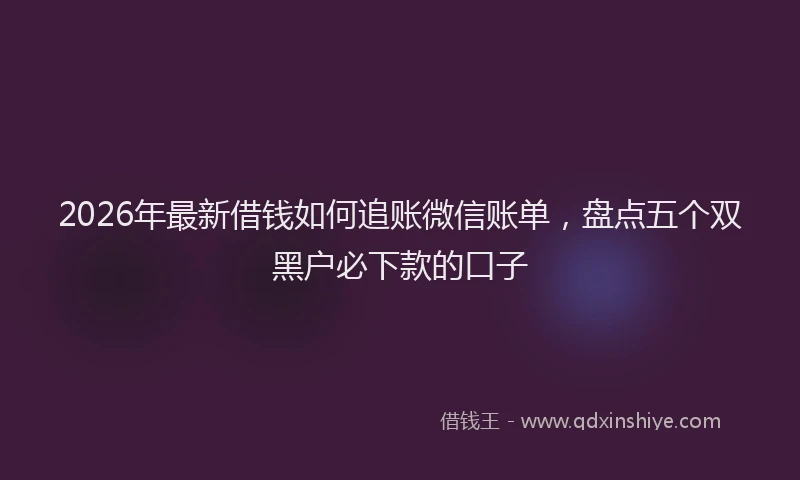 2026年最新借钱如何追账微信账单,盘点五个双黑户必下款的口子