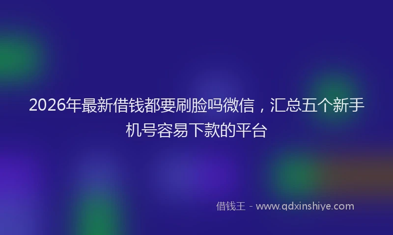 2026年最新借钱都要刷脸吗微信，汇总五个新手机号容易下款的平台