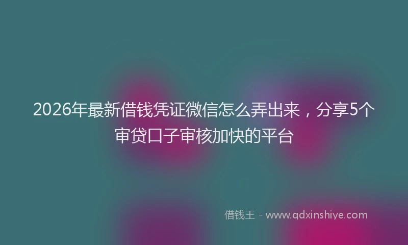 2026年最新借钱凭证微信怎么弄出来,分享5个审贷口子审核加快的平台