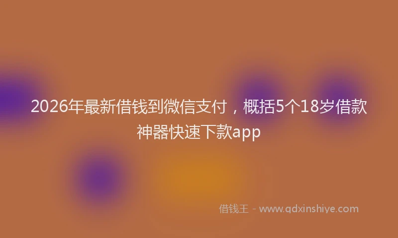 2026年最新借钱到微信支付,概括5个18岁借款神器快速下款app