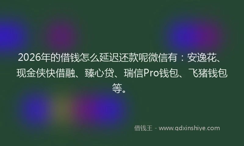 2026年的借钱怎么延迟还款呢微信有：安逸花、现金侠快借融、臻心贷、瑞信Pro钱包、飞猪钱包等。