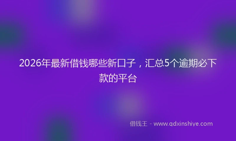 2026年最新借钱哪些新口子,汇总5个逾期必下款的平台