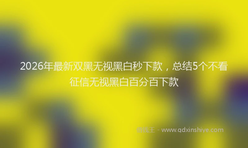 2026年最新双黑无视黑白秒下款，总结5个不看征信无视黑白百分百下款