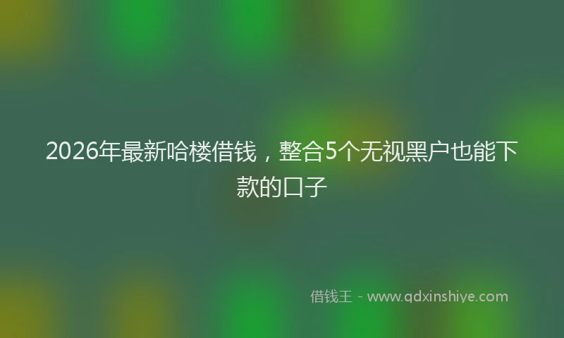 2026年最新哈楼借钱，整合5个无视黑户也能下款的口子