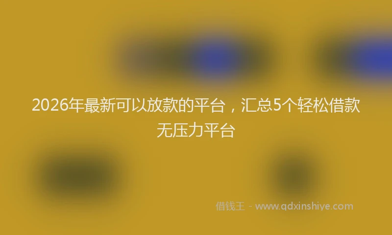 2026年最新可以放款的平台，汇总5个轻松借款无压力平台