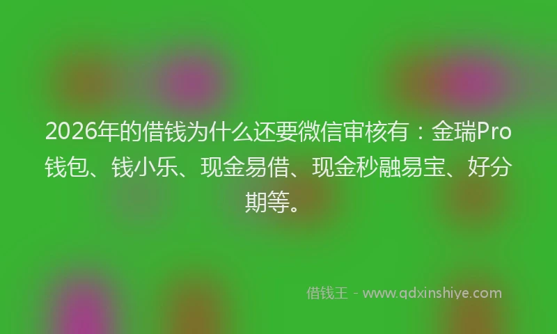 2026年的借钱为什么还要微信审核有:金瑞Pro钱包、钱小乐、现金易借、现金秒融易宝、好分期等。