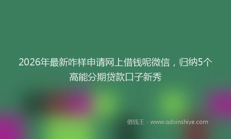 2026年最新咋样申请网上借钱呢微信，归纳5个高能分期贷款口子新秀