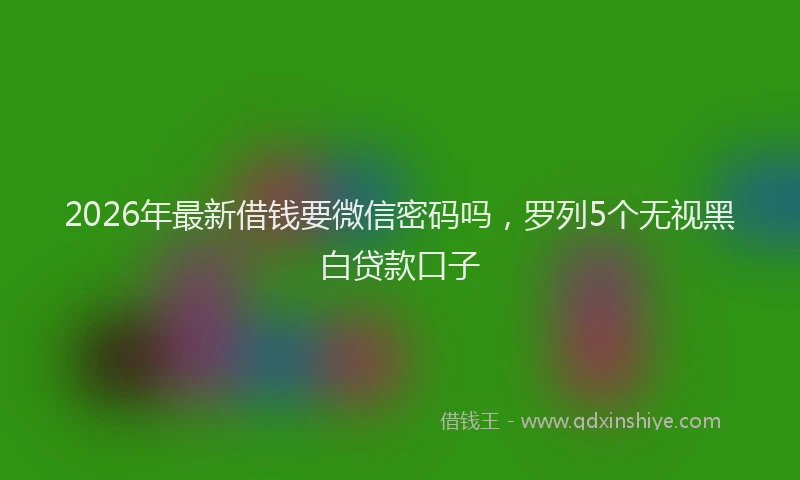 2026年最新借钱要微信密码吗，罗列5个无视黑白贷款口子