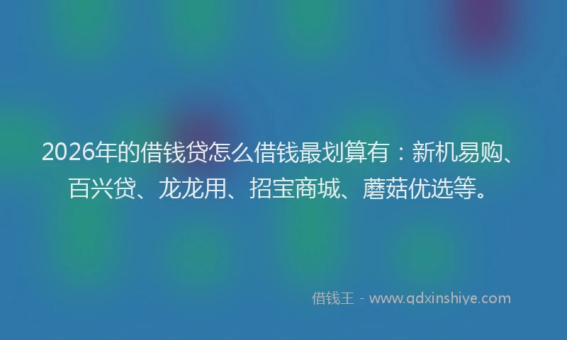 2026年的借钱贷怎么借钱最划算有:新机易购、百兴贷、龙龙用、招宝商城、蘑菇优选等。