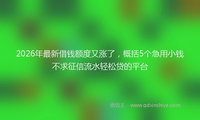 2026年最新借钱额度又涨了，概括5个急用小钱不求征信流水轻松贷的平台