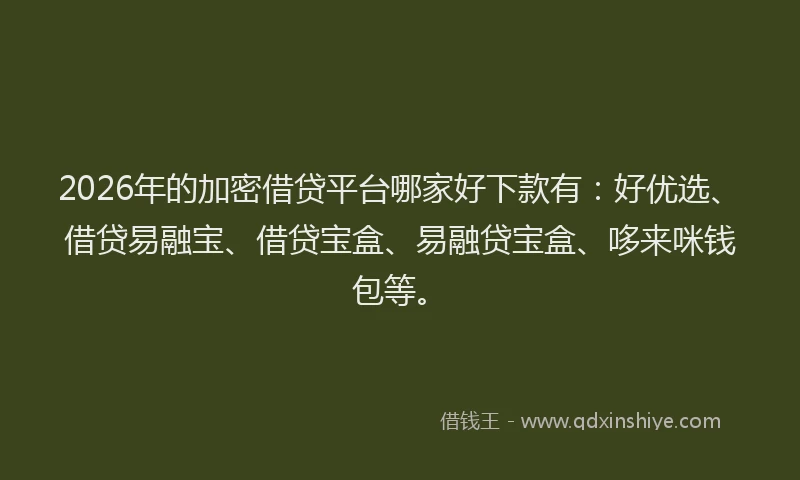 2026年的加密借贷平台哪家好下款有：好优选、借贷易融宝、借贷宝盒、易融贷宝盒、哆来咪钱包等。