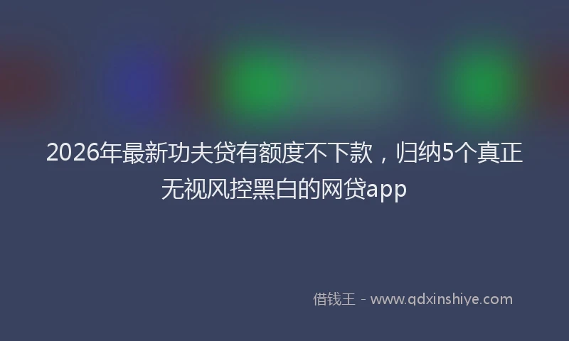 2026年最新功夫贷有额度不下款，归纳5个真正无视风控黑白的网贷app