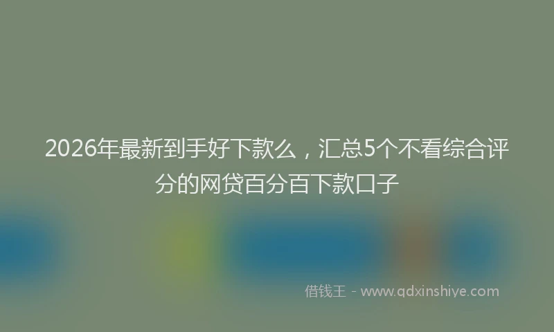2026年最新到手好下款么，汇总5个不看综合评分的网贷百分百下款口子