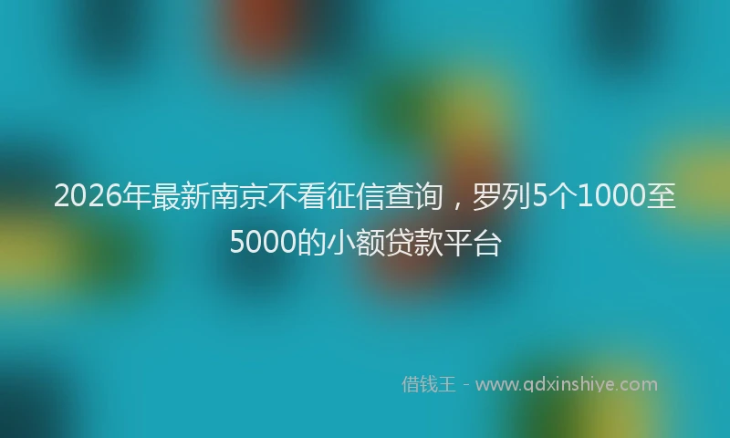 2026年最新南京不看征信查询，罗列5个1000至5000的小额贷款平台
