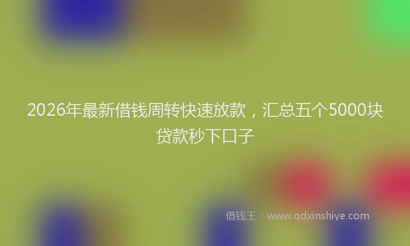 2026年最新借钱周转快速放款,汇总五个5000块贷款秒下口子