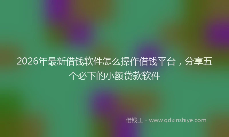 2026年最新借钱软件怎么操作借钱平台，分享五个必下的小额贷款软件