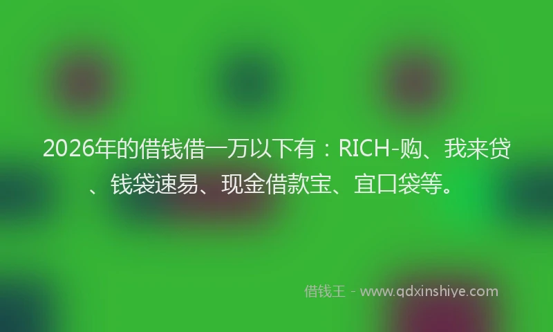 2026年的借钱借一万以下有:RICH-购、我来贷、钱袋速易、现金借款宝、宜口袋等。