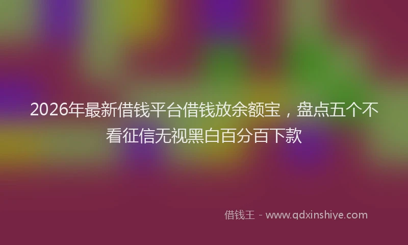 2026年最新借钱平台借钱放余额宝,盘点五个不看征信无视黑白百分百下款