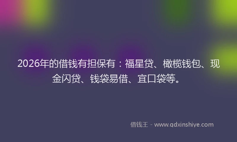 2026年的借钱有担保有:福星贷、橄榄钱包、现金闪贷、钱袋易借、宜口袋等。