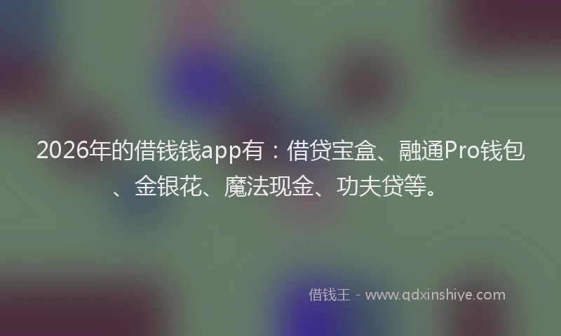2026年的借钱钱app有：借贷宝盒、融通Pro钱包、金银花、魔法现金、功夫贷等。