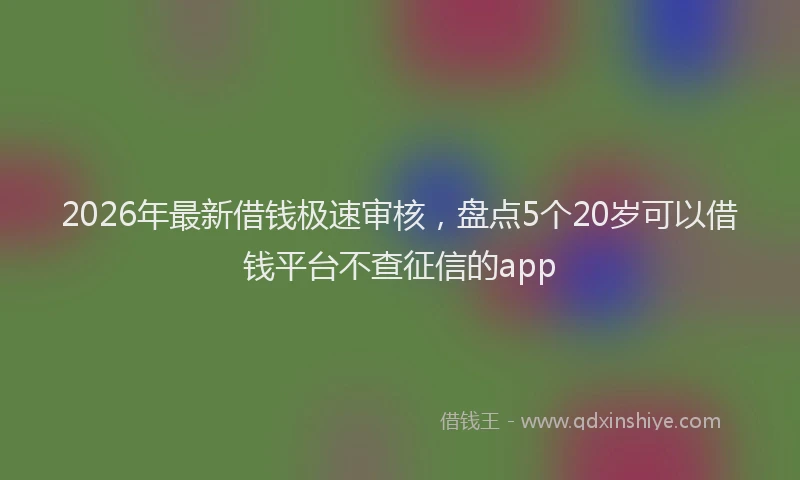 2026年最新借钱极速审核，盘点5个20岁可以借钱平台不查征信的app
