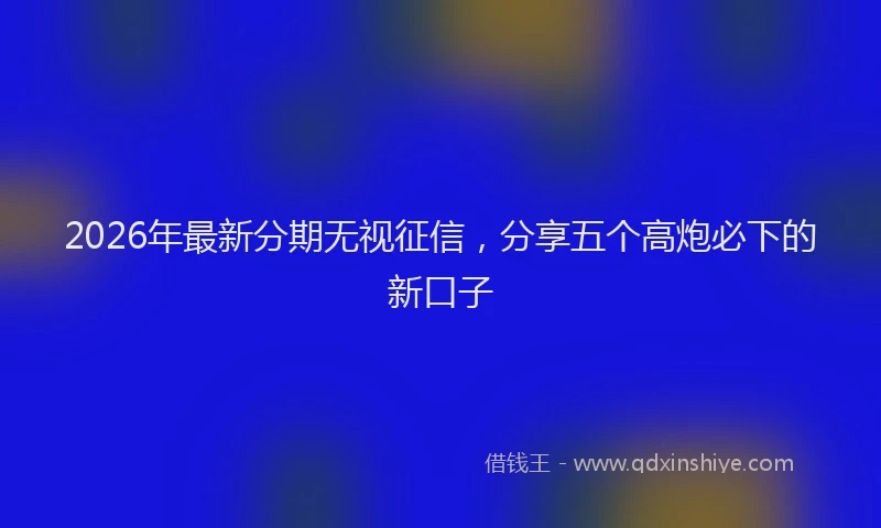 2026年最新分期无视征信，分享五个高炮必下的新口子