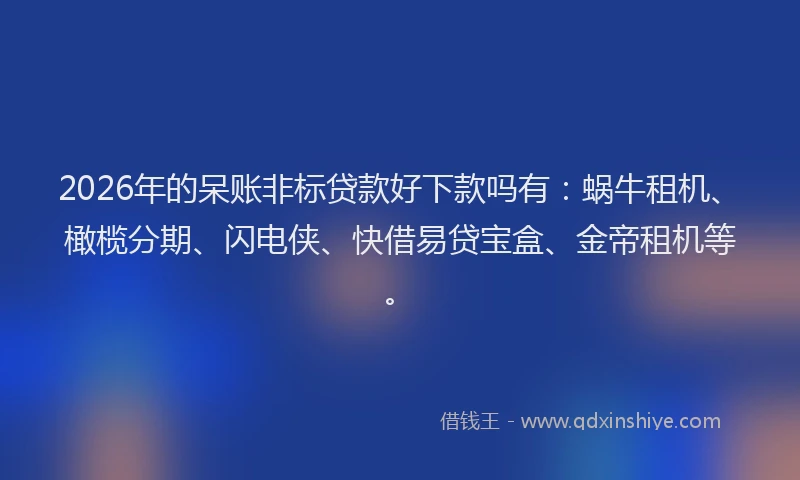 2026年的呆账非标贷款好下款吗有：蜗牛租机、橄榄分期、闪电侠、快借易贷宝盒、金帝租机等。