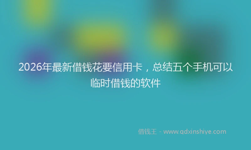 2026年最新借钱花要信用卡，总结五个手机可以临时借钱的软件