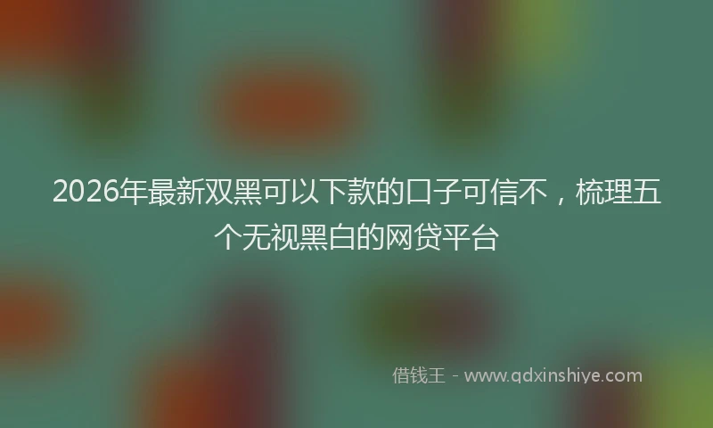2026年最新双黑可以下款的口子可信不,梳理五个无视黑白的网贷平台