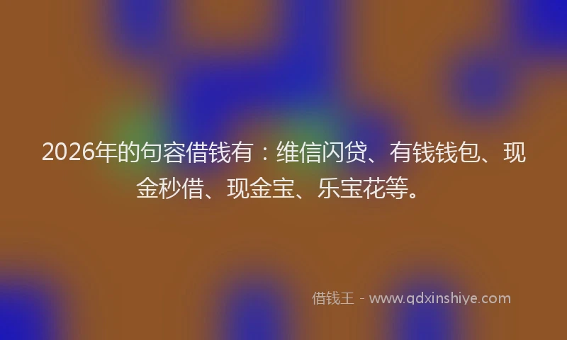 2026年的句容借钱有:维信闪贷、有钱钱包、现金秒借、现金宝、乐宝花等。